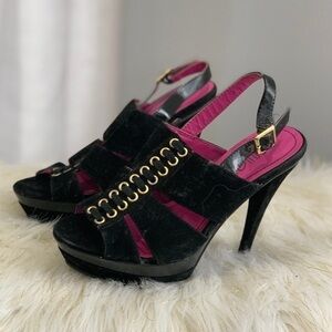 Rouge Helium Lava black lace up slingbacks shoes